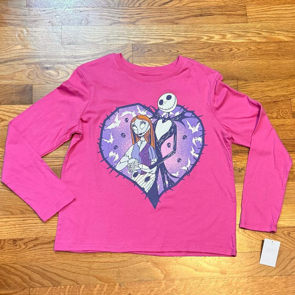 The Nightmare Before Christmas Girls XL Pink Jack Skellington Sally Heart Shirt